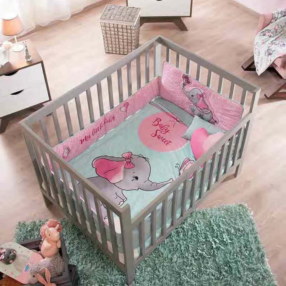 Multicolor Elephant Print Baby Crib Bedding Set
